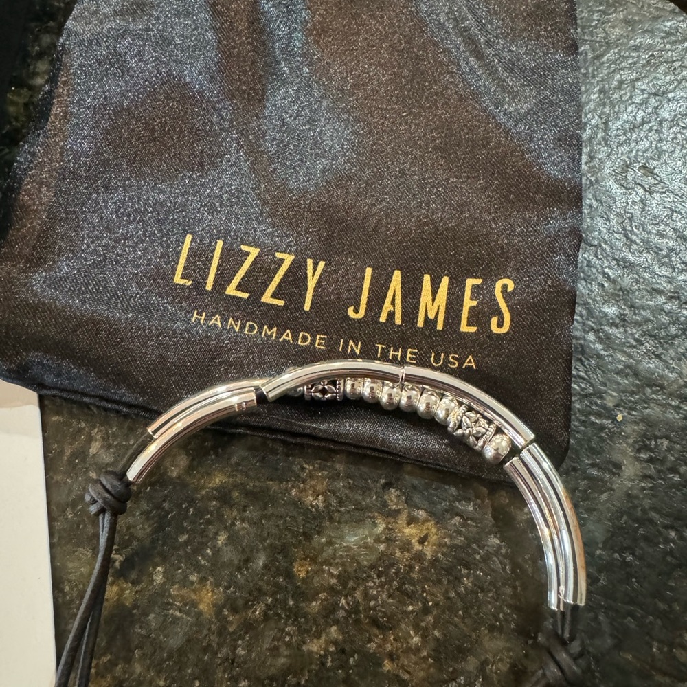 Lizzy James black and silver adjustable bracelet